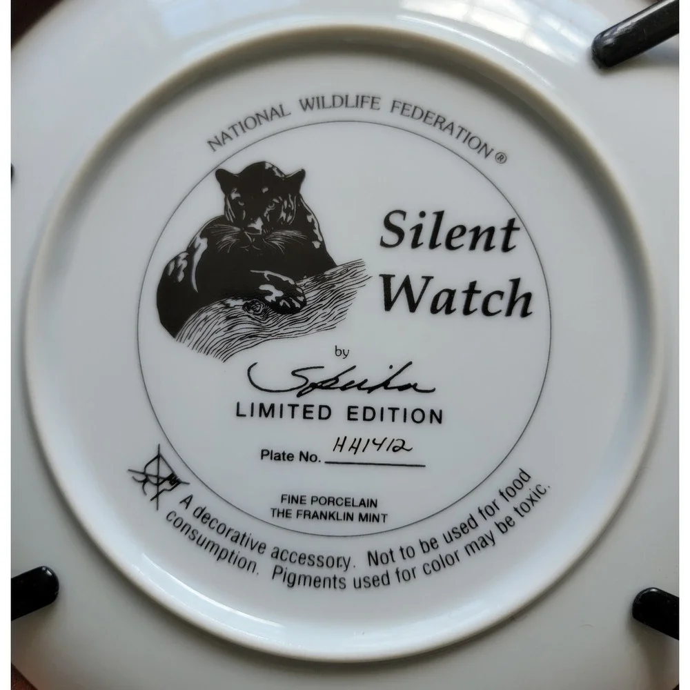 Vintage Franklin Mint Silent Watch Panther Limited Edition Porcelain Plate Frame